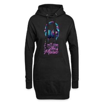 Kopfhörer don't stop the music coole Farben - Hoodie-Kleid - Schwarz - Vorne