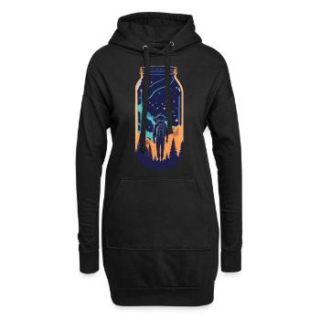 Astronaut, Galaxy, Space - Hoodie-Kleid - Schwarz - Vorne