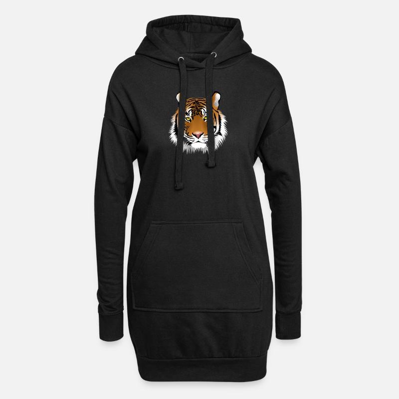 bengal tiger cat head sabre toothed62 - Hoodie-Kleid - Schwarz
