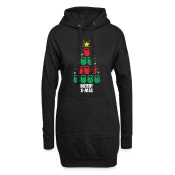 Entraînement de vacances de Noël drôle Kettlebells Tree - Sweat-shirt à capuche long Femme - noir - Devant