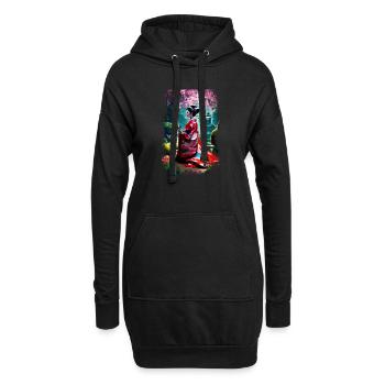 Geisha, Aquarelle, Paysage, Peinture, Anime, Sakura - Sweat-shirt à capuche long Femme - noir - Devant