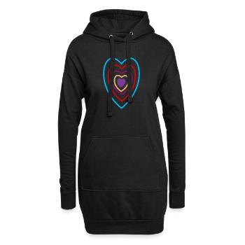 Herzen-Bild16 - Hoodie-Kleid - Schwarz - Vorne