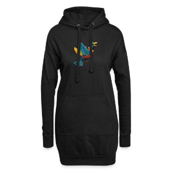 Tropischer Vogel (Magical Animals Collection) - Hoodie-Kleid - Schwarz - Vorne