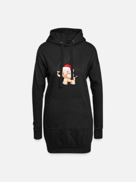 Fröhlicher Elefant zu Weihnachten - Hoodie-Kleid - Schwarz