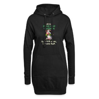 Second Hand Vegetarier – Lustiges Kuh-Design - Hoodie-Kleid - Schwarz - Vorne