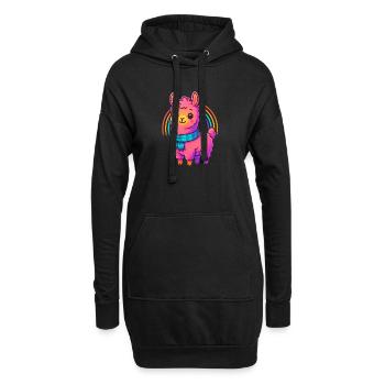 Süßes Kleines Lama Design | Comic Neon Tiermotiv - Hoodie-Kleid - Schwarz - Vorne