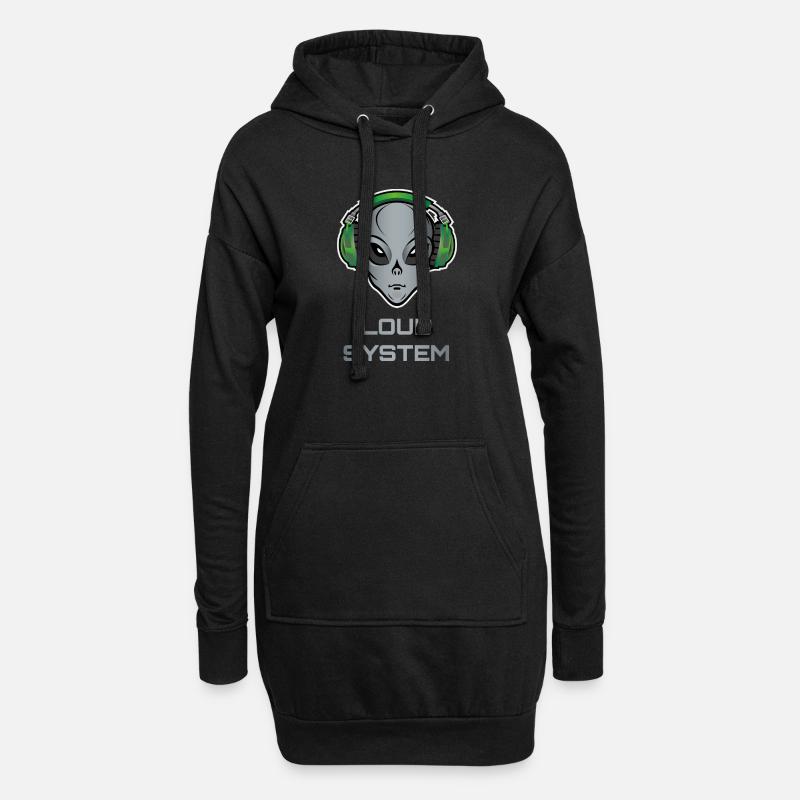 DJ Alien – Lautes System - Hoodie-Kleid - Schwarz