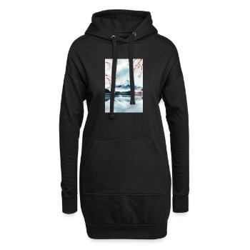 Mount Fuji and cherry blossoms - Hoodie Dress - black - Front