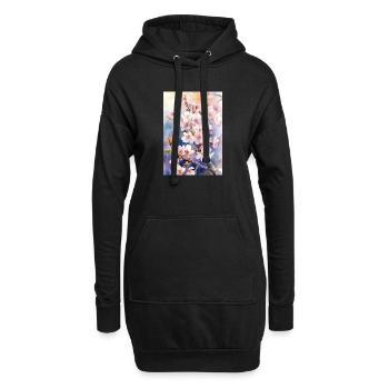 Aquarellfarben pastellfarbene Kirschblüten - Hoodie-Kleid - Schwarz - Vorne