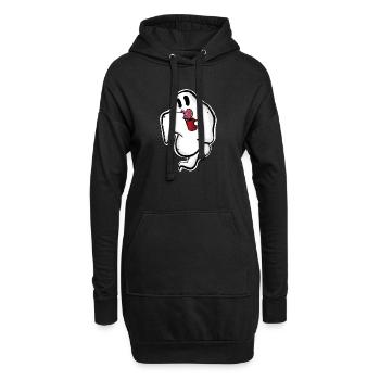 Ghost with donut and cup - Hoodie Dress - black - Front
