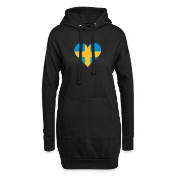Ein Herz für Schweden - Hoodie-Kleid - Schwarz - Vorne