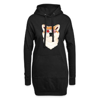 Akita Inu Japan Sunglasses I Japanese Flag - Hoodie-Kleid - Schwarz - Vorne