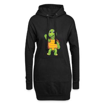 Wellenartig bewegende Tatze der lustigen Karikaturschildkröte - Hoodie-Kleid - Schwarz - Vorne