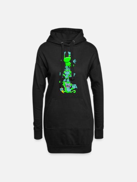 Gib den neon grünen Affen keinen Zucker! - Hoodie-Kleid - Schwarz