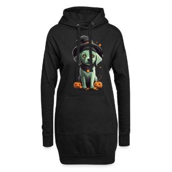 Süßer Halloween Hexen Hund Welpe Hunde Design - Hoodie-Kleid - Schwarz - Vorne