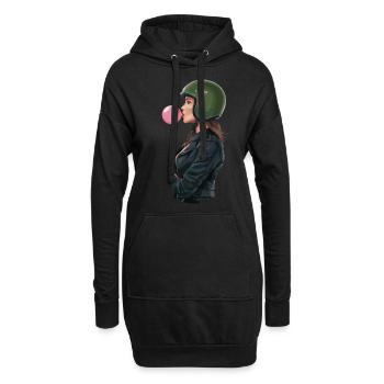 Coole Motorradfahrerin Bikerin kaut Kaugummi - Hoodie-Kleid - Schwarz - Vorne