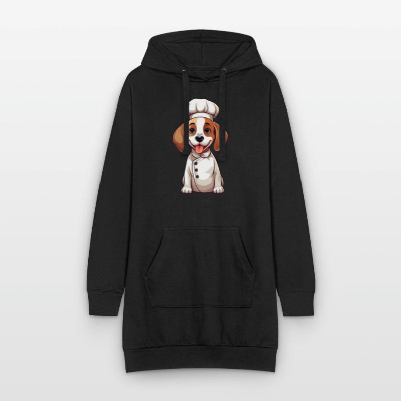 Cute Beagle Chef Comic Design Hoodie Dress