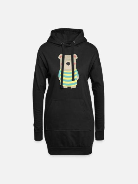 Baer with stripes shirt - Hoodie Dress - black