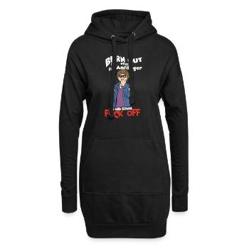 Lustig Witziger Burn Out Spruch mit Frauen Motiv - Hoodie-Kleid - Schwarz - Vorne