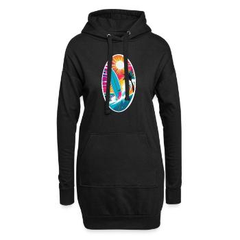 surf plage palmier soleil vacances - Sweat-shirt à capuche long Femme - noir - Devant