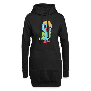 Humour petit perroquet - Sweat-shirt à capuche long Femme - noir - Devant