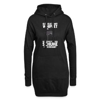 Hund Whippet - Hoodie-Kleid - Schwarz - Vorne