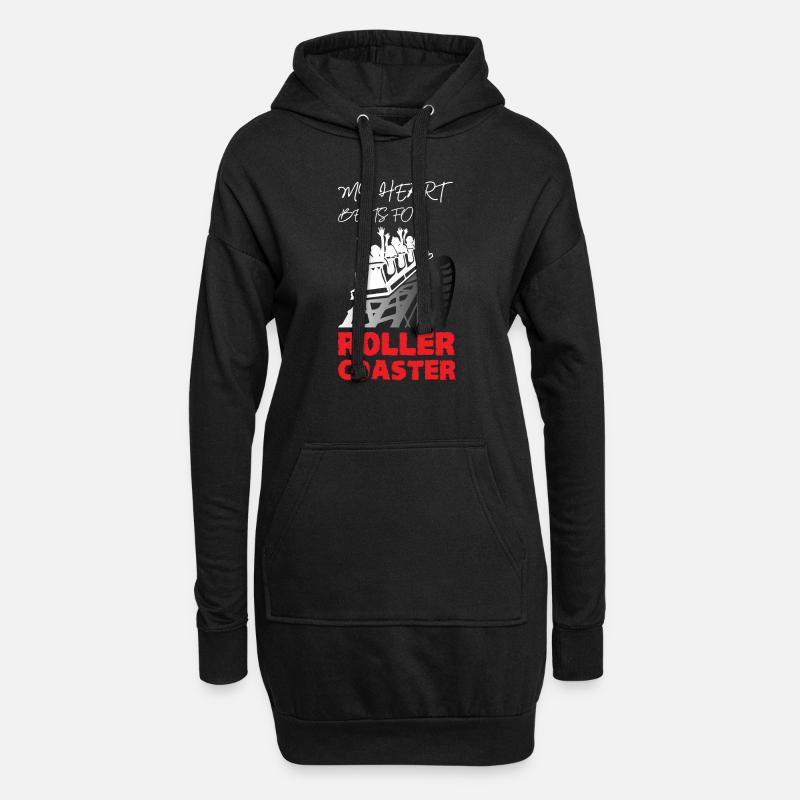 My Heart Beats for Roller Coaster - Hoodie-Kleid - Schwarz