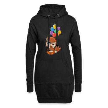 Wise Bird Forest Animal Gift Balloon Owl - Sweat-shirt à capuche long Femme - noir - Devant