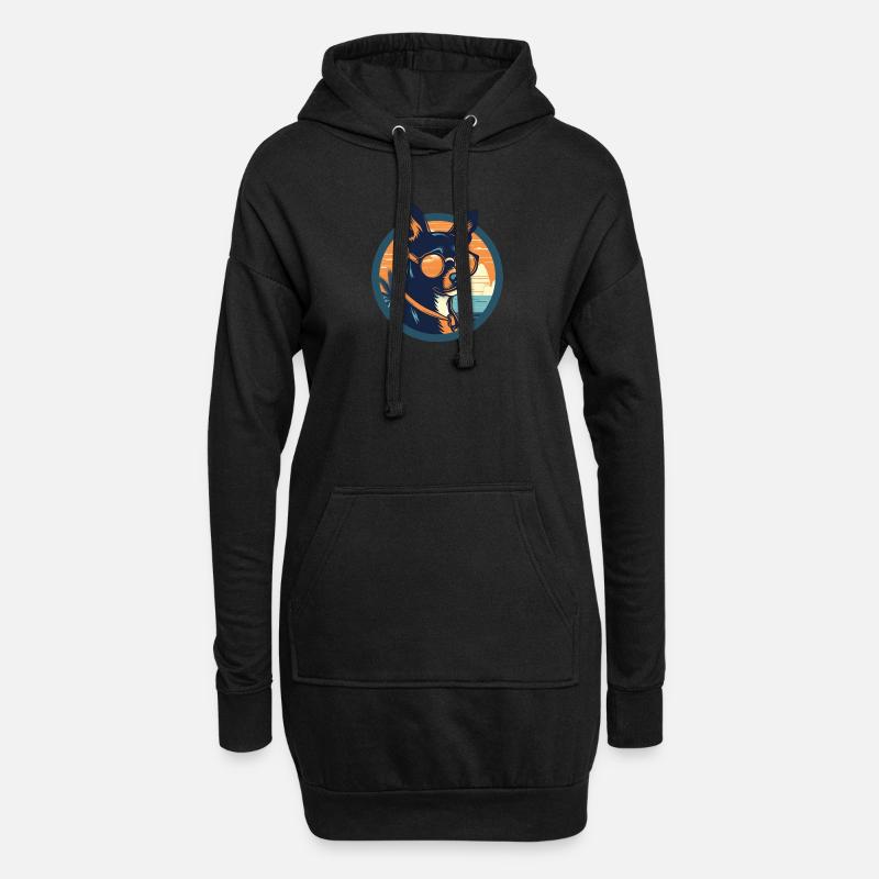 Hund mit Sonnenbrille - Hoodie-Kleid - Schwarz