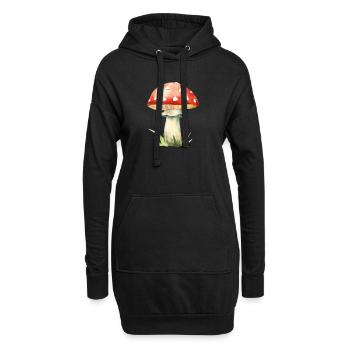 Roter Pilz-Fliegenpilz - Hoodie-Kleid - Schwarz - Vorne