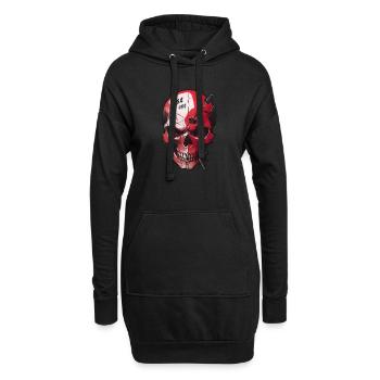 Totenkopf mit Böse Blick - Hoodie-Kleid - Schwarz - Vorne