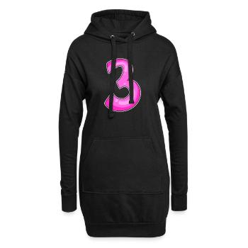 Drei - 3 - Nummer 3 - Zahl 3 - Hoodie-Kleid - Schwarz - Vorne