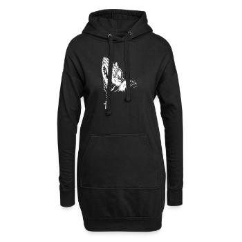 Mains en prière avec chapelet Oeuvre d’art - Sweat-shirt à capuche long Femme - noir - Devant