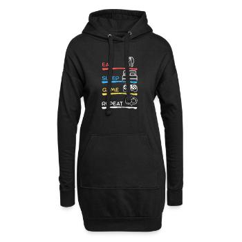 Eat Sleep Game Repeat - Hoodie-Kleid - Schwarz - Vorne