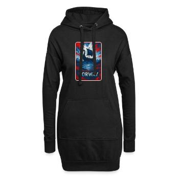 Norwegen Landschaft Flaggen Design - Hoodie-Kleid - Schwarz - Vorne