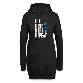 Eat Sleep Surf Repeat - Hoodie Dress - black - Front