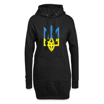 Drapeau ukrainien avec armoiries Ukraine - Sweat-shirt à capuche long Femme - noir - Devant