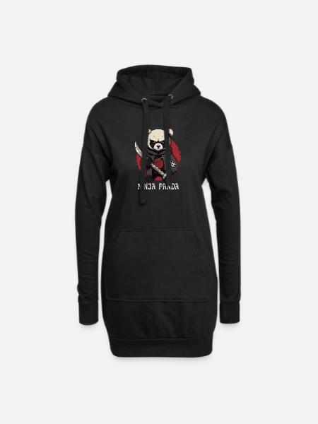 Ninja Panda - Hoodie Dress - black