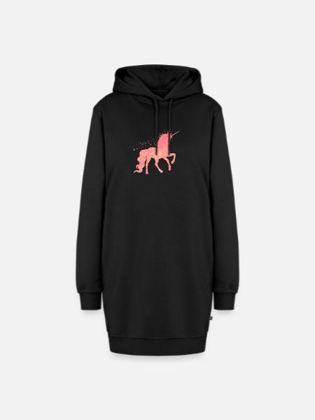 Das rote glitzer Einhorn - Hoodie-Kleid - Schwarz