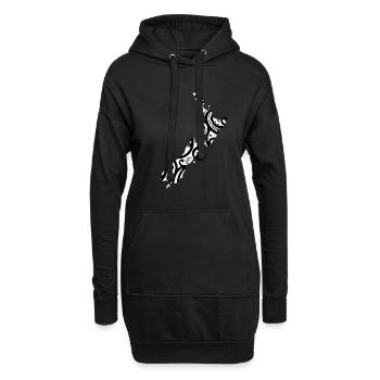 Neuseeland Karte Maori Design Muster Tattoo - Hoodie-Kleid - Schwarz - Vorne