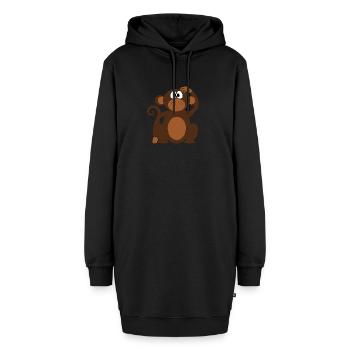 affe schimpanse gorilla pavian orangutan127 - Hoodie-Kleid - Schwarz - Vorne - AI Model Female 172 light (172cm)