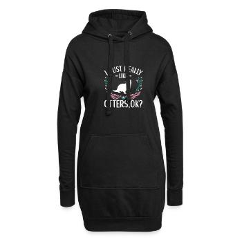 Tenue de loutre Amoureux de la loutre de mer - Sweat-shirt à capuche long Femme - noir - Devant