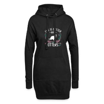 Tenue de loutre Amoureux de la loutre de mer - Sweat-shirt à capuche long Femme - noir - Devant