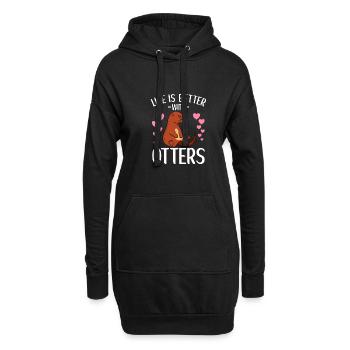 Tenue de loutre Amoureux de la loutre de mer - Sweat-shirt à capuche long Femme - noir - Devant