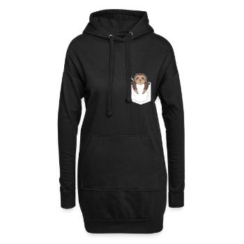 Faultier Müde Lustig Brusttasche Süß Tier Geschenk - Hoodie-Kleid - Schwarz - Vorne