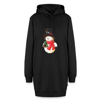 Schneemann - Zeichnung - Hoodie-Kleid - Schwarz - Vorne
