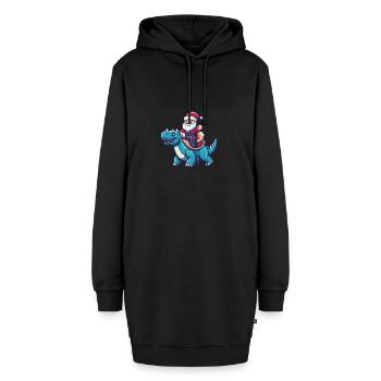 Dinosaurier stegosaurus Weihnachtsmann - Hoodie-Kleid - Schwarz - Vorne - AI Model Female 172 light (172cm)