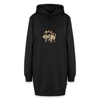 Dinosaurier stegosaurus Tier - Hoodie-Kleid - Schwarz - Vorne - AI Model Female 172 light (172cm)