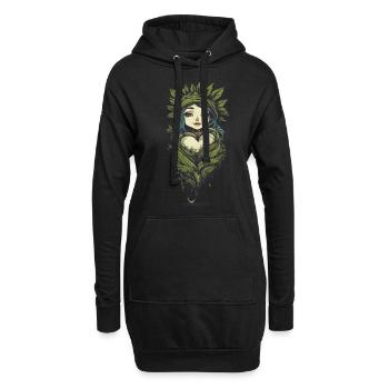 Magische Pflanzenliebe Tattoo Style - Hoodie-Kleid - Schwarz - Vorne