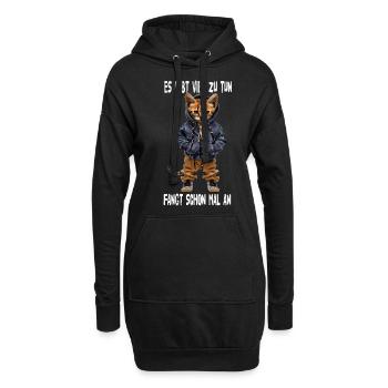 Es Gibt Viel Zu Tun Fangt Schon Mal An - Hoodie-Kleid - Schwarz - Vorne